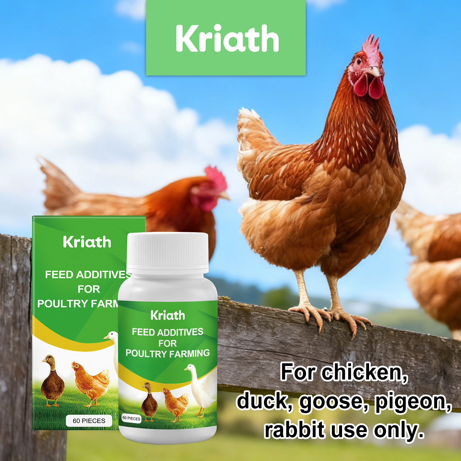 Kriath Poultry Small Animal Nutritional Tablets Mild Formula Supplement Vitamins Palatability Daily Feeding_voghion.com