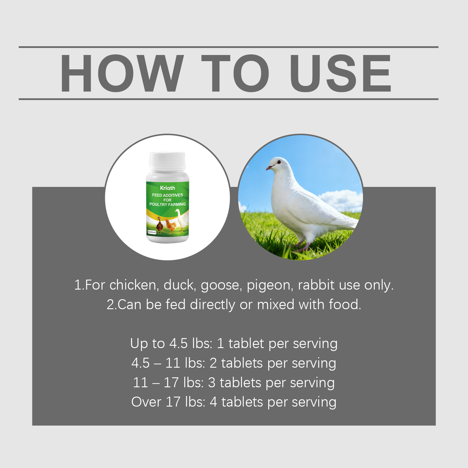 Kriath Poultry Small Animal Nutritional Tablets Mild Formula Supplement Vitamins Palatability Daily Feeding_voghion.com