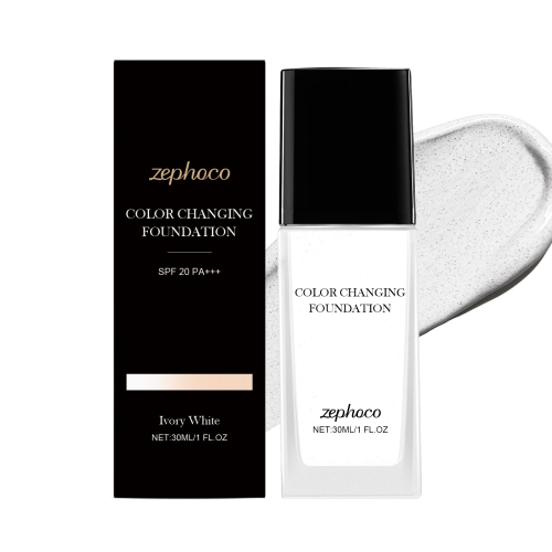 zephoco 象牙白变色粉底液 水润轻薄服帖自然遮瑕持妆清透粉底液