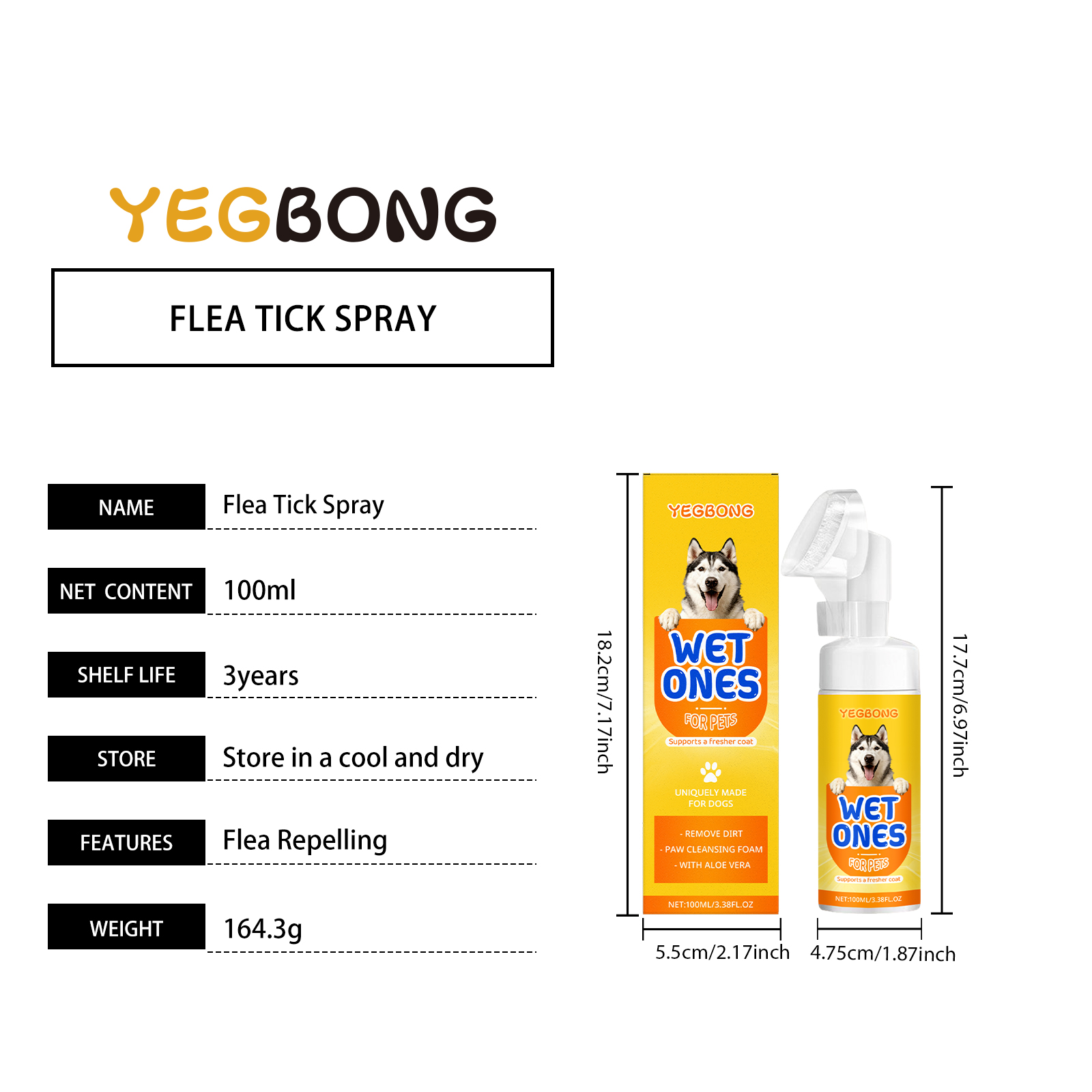 Limpiador de espuma Yegbong Paw para exteriores, limpieza suave sin enjuague, apto para todas las razas de perros._voghion.com