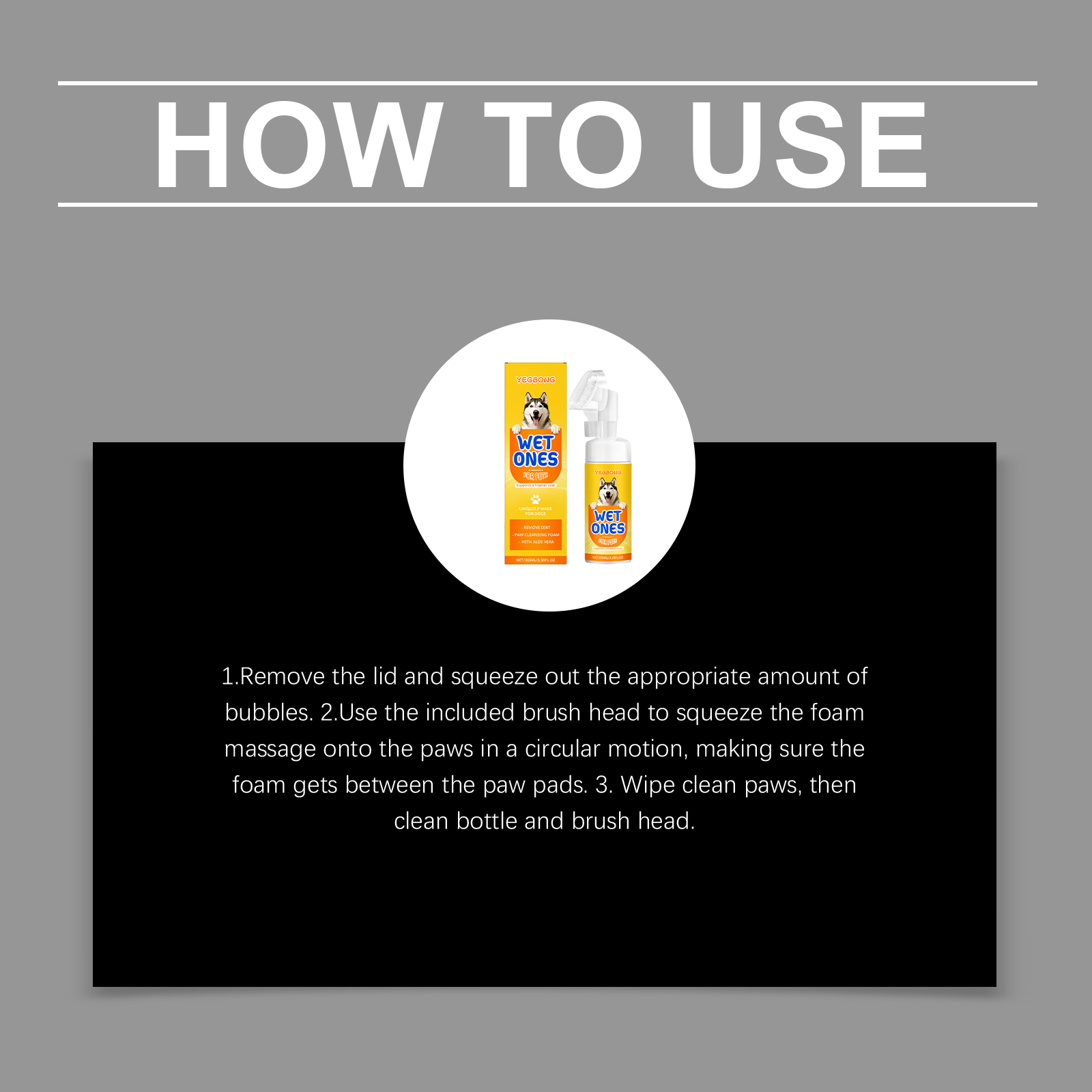 Limpiador de espuma Yegbong Paw para exteriores, limpieza suave sin enjuague, apto para todas las razas de perros._voghion.com