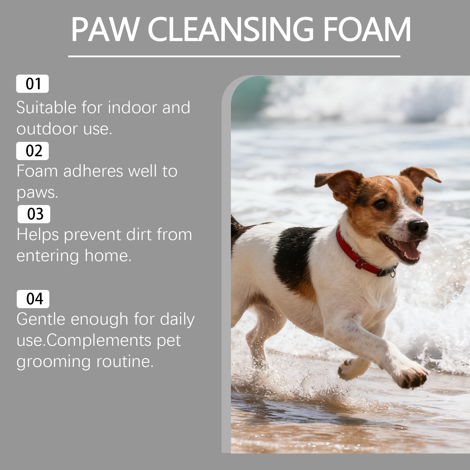 Limpiador de espuma Yegbong Paw para exteriores, limpieza suave sin enjuague, apto para todas las razas de perros._voghion.com