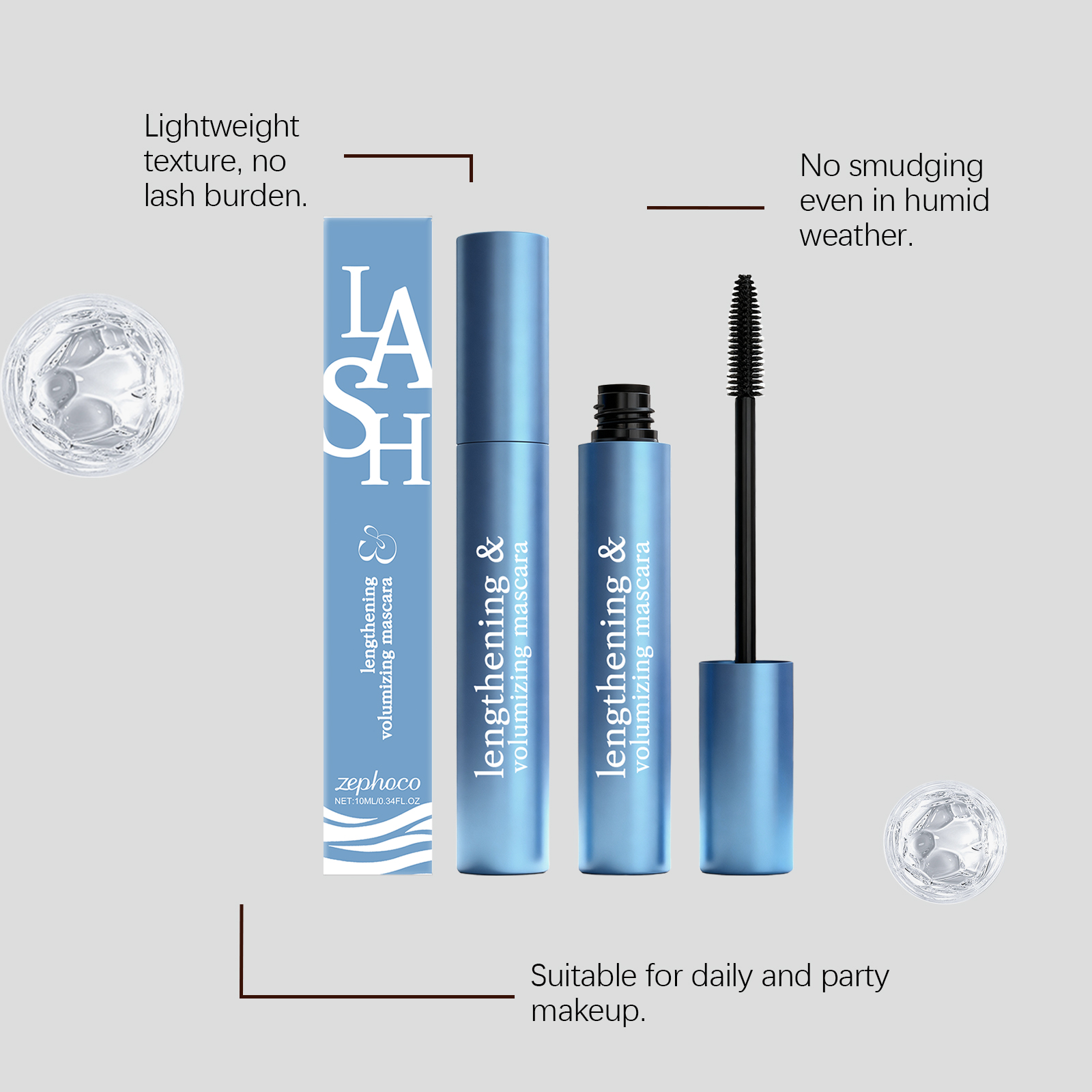 Zephoco Voluminous Curly Mascara Natural Black Lash Definition_voghion.com