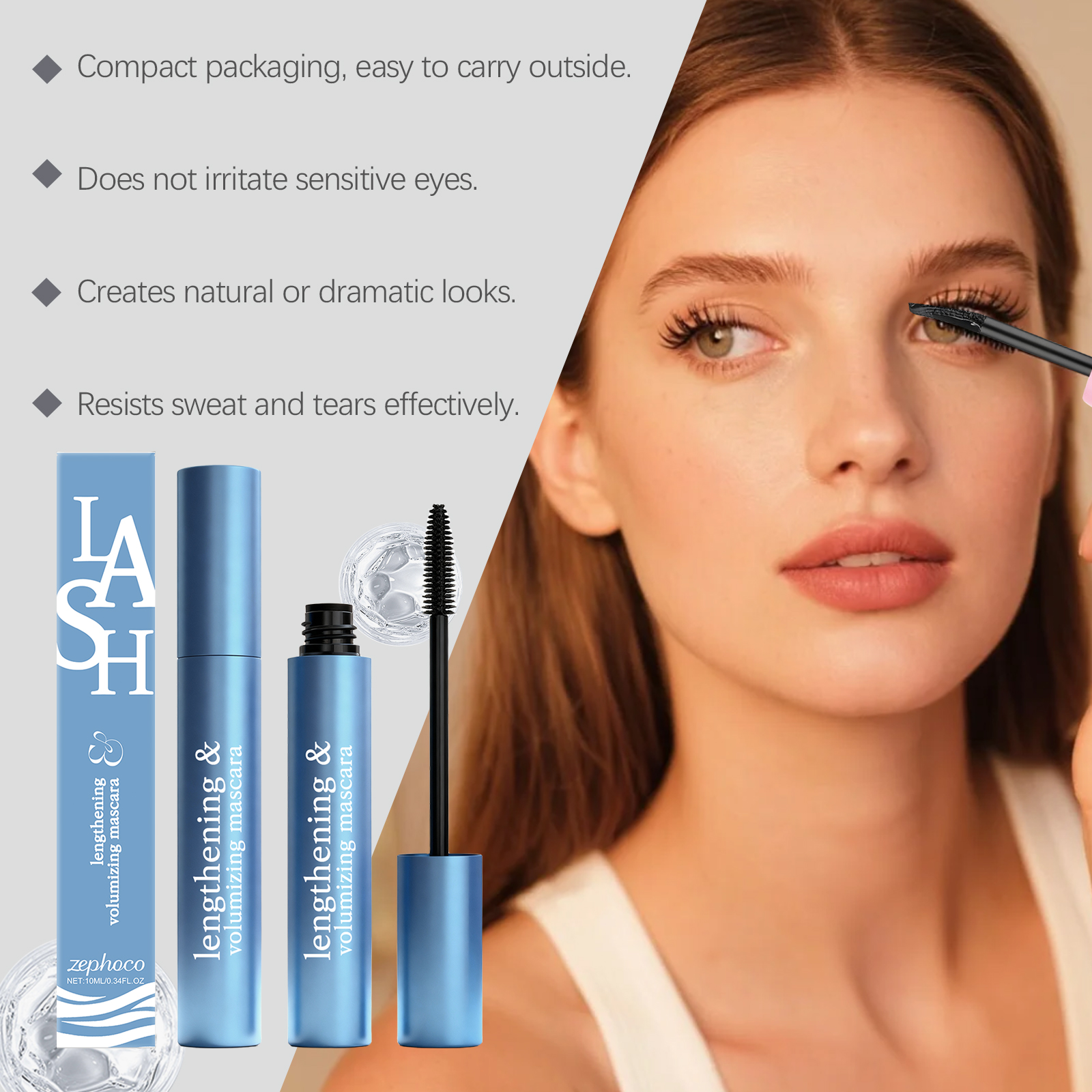 Zephoco Voluminous Curly Mascara Natural Black Lash Definition_voghion.com