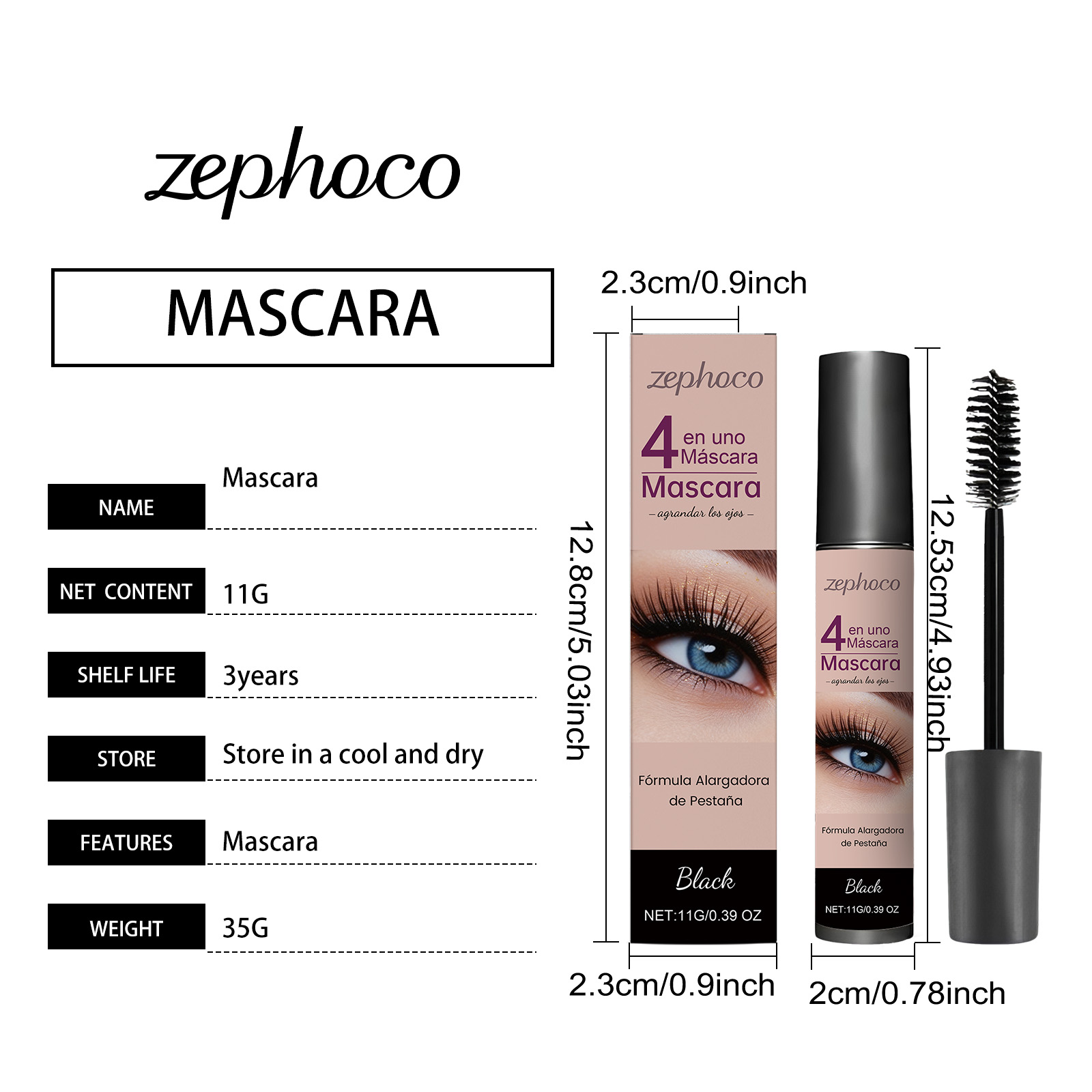 Zephoco Black Mascara Natural Curl And Lash Shape Eye Makeup_voghion.com