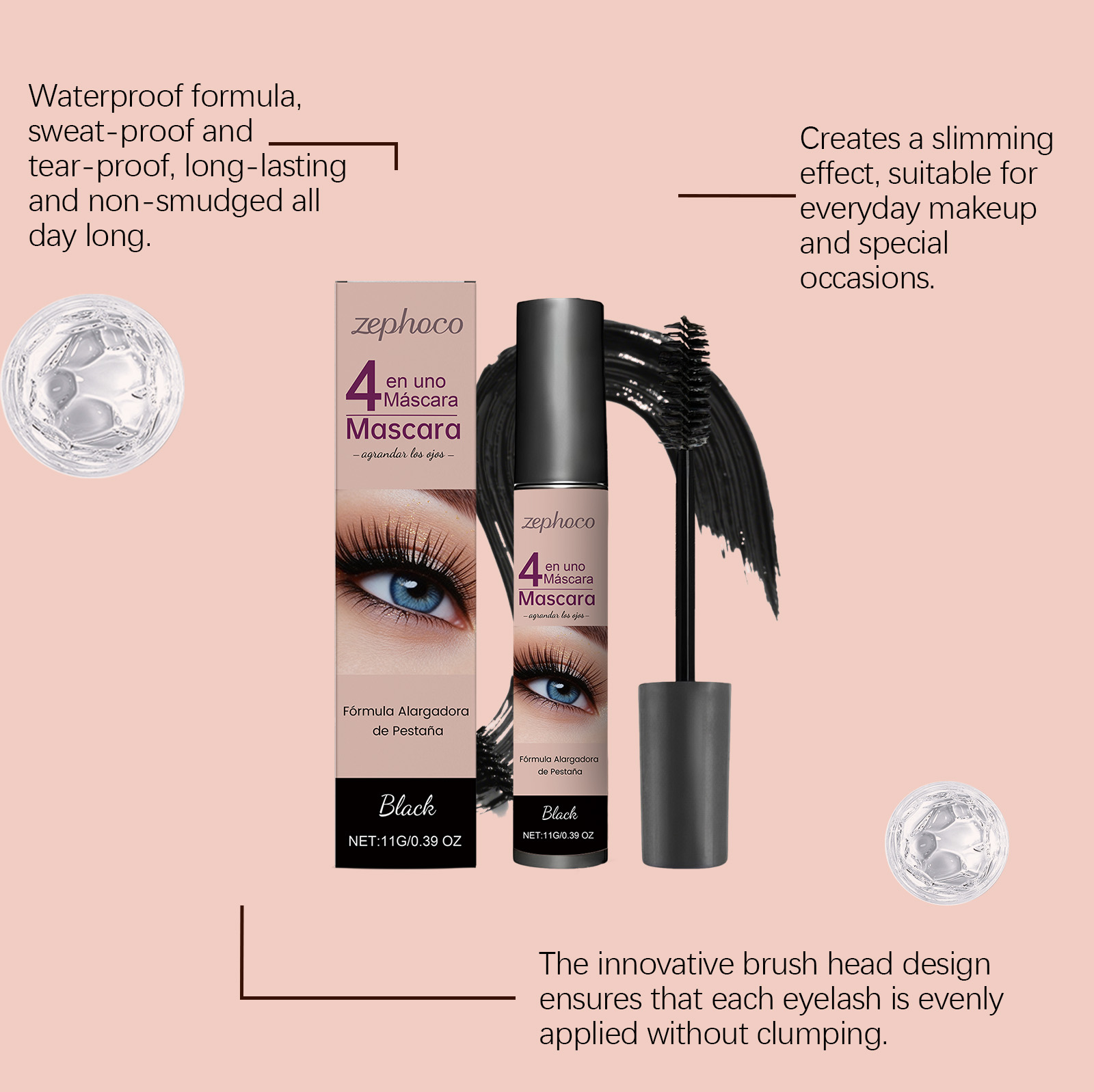Zephoco Black Mascara Natural Curl And Lash Shape Eye Makeup_voghion.com