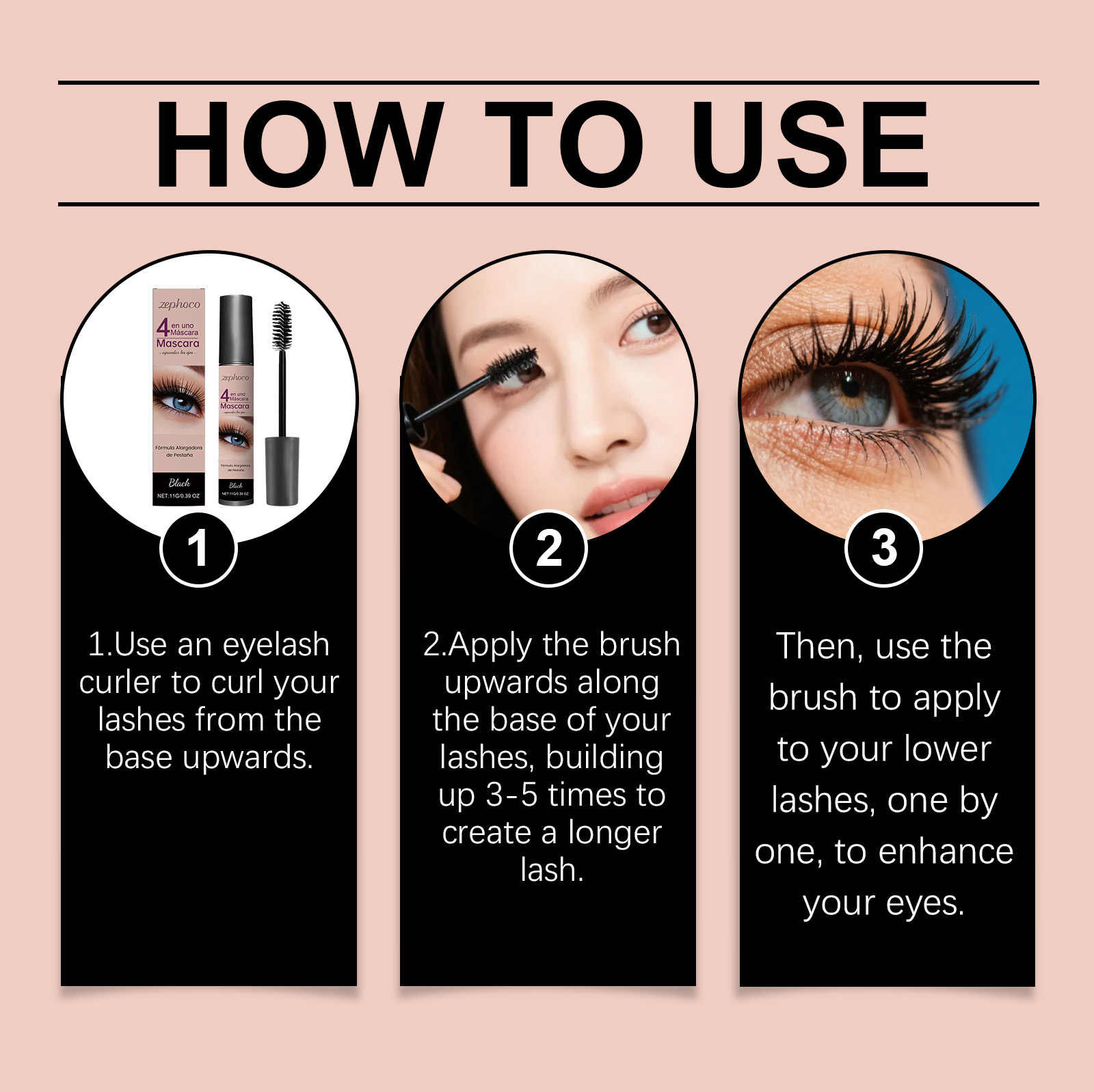 Zephoco Black Mascara Natural Curl And Lash Shape Eye Makeup_voghion.com