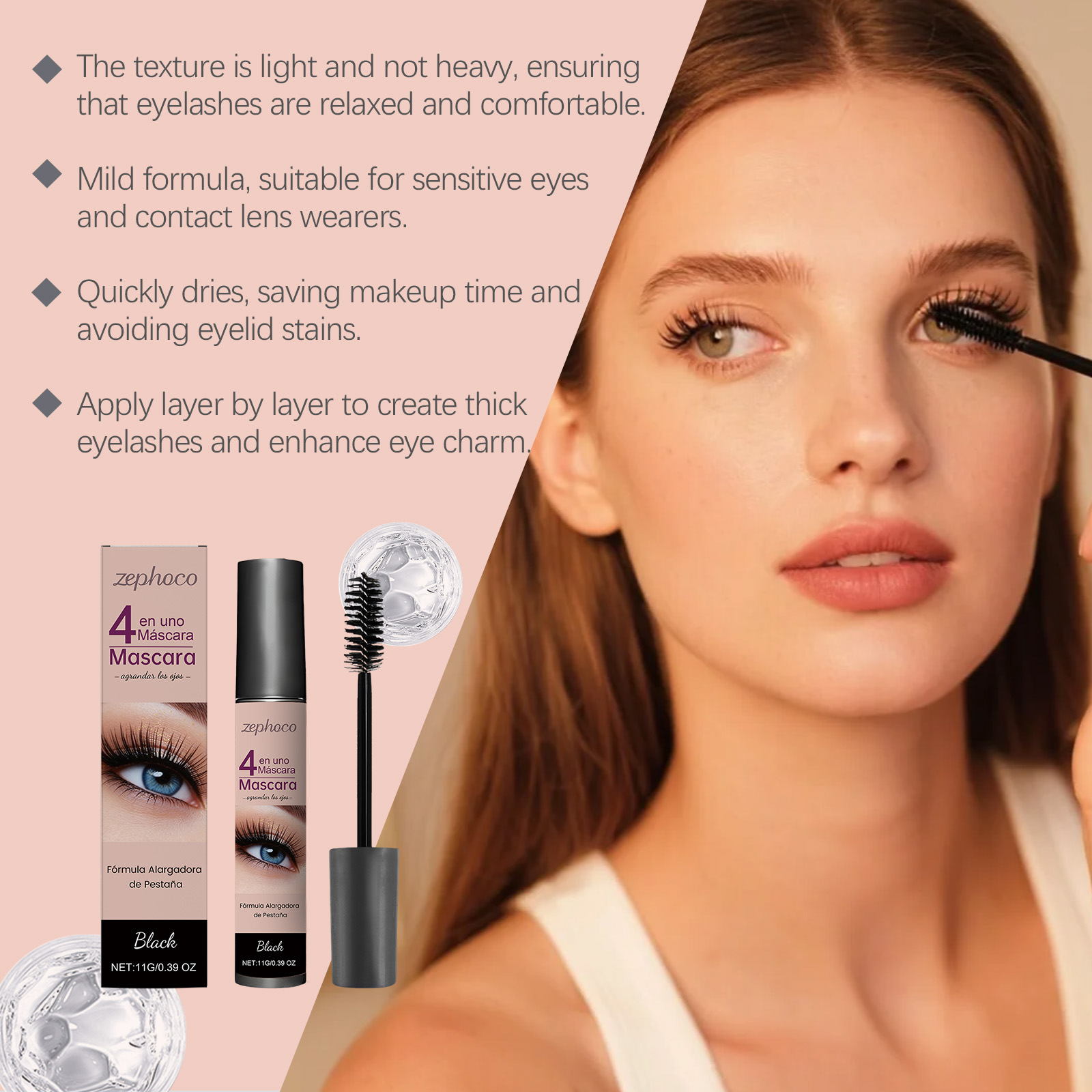 Zephoco Black Mascara Natural Curl And Lash Shape Eye Makeup_voghion.com