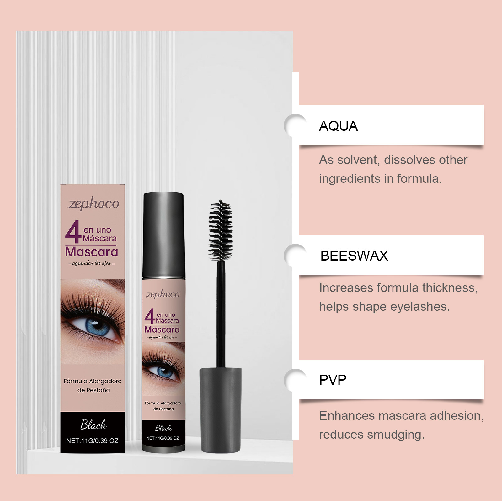 Zephoco Black Mascara Natural Curl And Lash Shape Eye Makeup_voghion.com