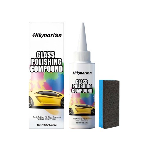 Hikmarion 玻璃抛光膏 清洁玻璃油膜去除涂层清晰视野汽车养护