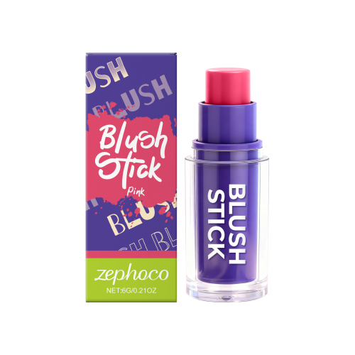 zephoco 粉色滋润丝滑腮红棒 单色修容腮红膏棒粉嫩脸颊自然显色立体
