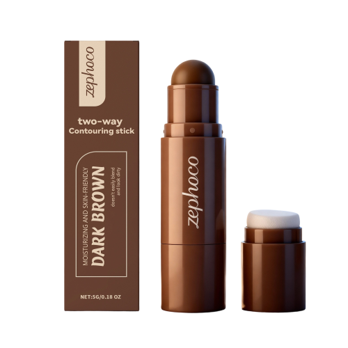 zephoco 立体自然修容棒（深棕色）立体显色自然顺畅修饰脸部便捷修容美妆棒