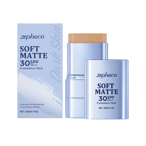zephoco 二合一柔雾粉底棒(深肤色) 轻薄遮瑕持妆亮泽莹润清透妆感