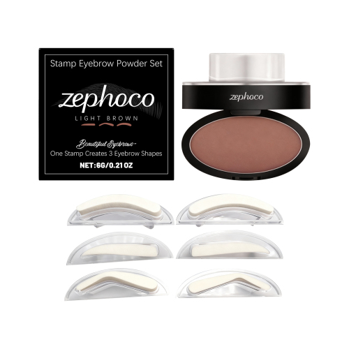 zephoco 印章防水眉粉套装（浅棕色） 持久自然立体易上手通勤日常便捷化妆