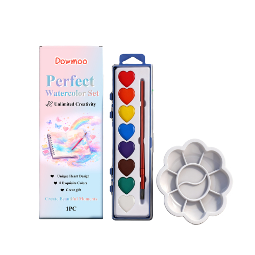 Dowmoo 心形水彩颜料套装 diy绘图可混合色调含画笔小巧水彩颜料