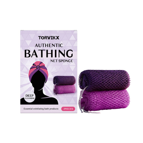 TORVIKX 紫色网状尼龙搓澡巾 光滑清洁身体角质浴室搓澡洗澡巾