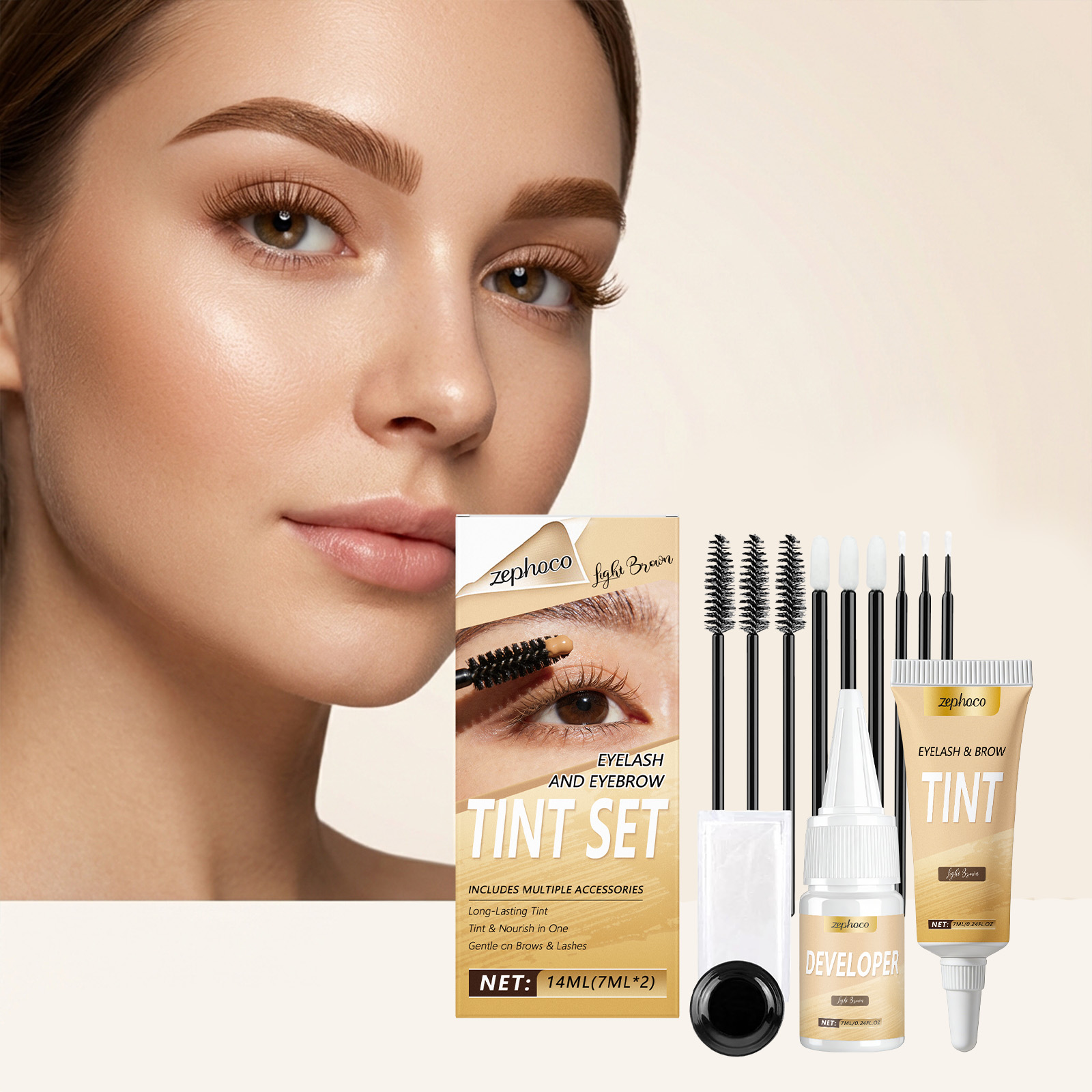 Eyebrow Tinting Set Light Brown Natural Long Lasting Daily Makeup_voghion.com