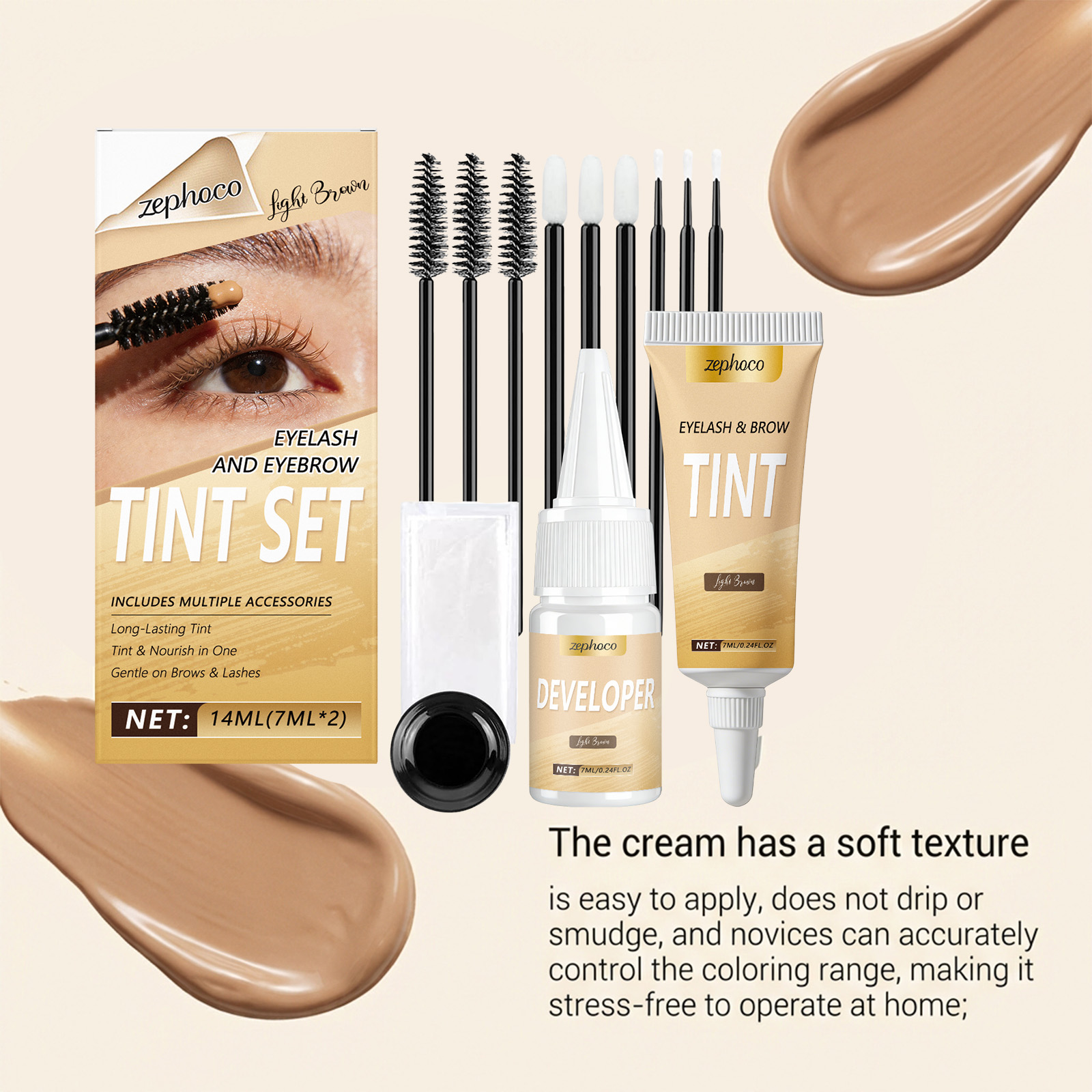 Eyebrow Tinting Set Light Brown Natural Long Lasting Daily Makeup_voghion.com
