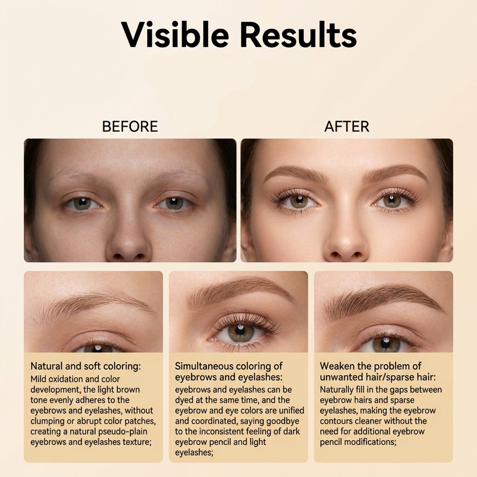 Eyebrow Tinting Set Light Brown Natural Long Lasting Daily Makeup_voghion.com