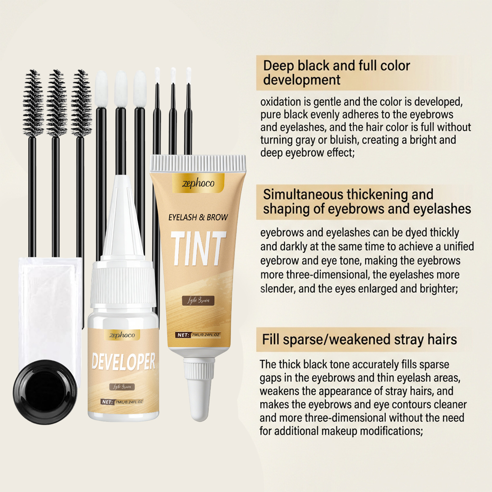Eyebrow Tinting Set Light Brown Natural Long Lasting Daily Makeup_voghion.com