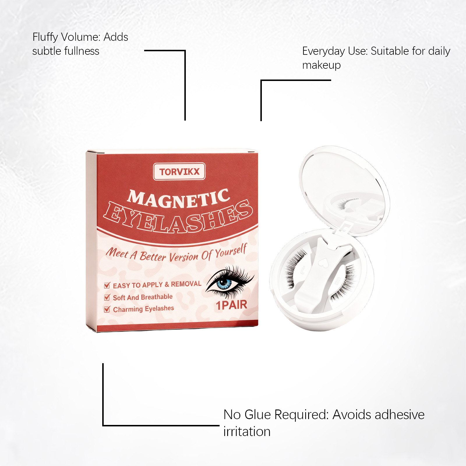 TORVIKX Magnetic Extension Eyelashes Set Naturally Curled, Fluffy, Lightweight, Easy To Use And Not Likely To Fall Off, Perfectly Adhering To The Eyes_voghion.com