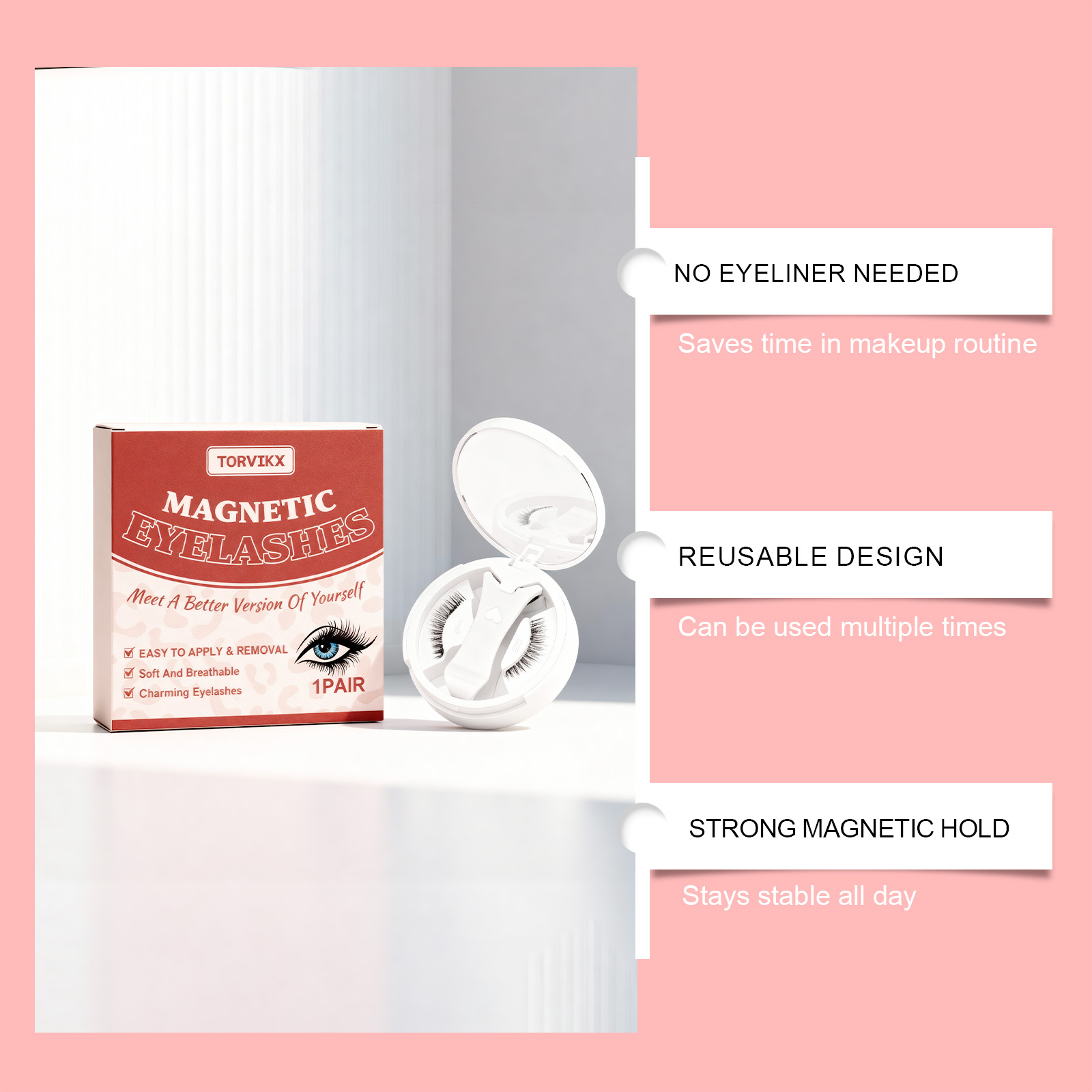 Magnetic Eyelashes Set Natural Fluffy Lightweight Easy To Apply_voghion.com