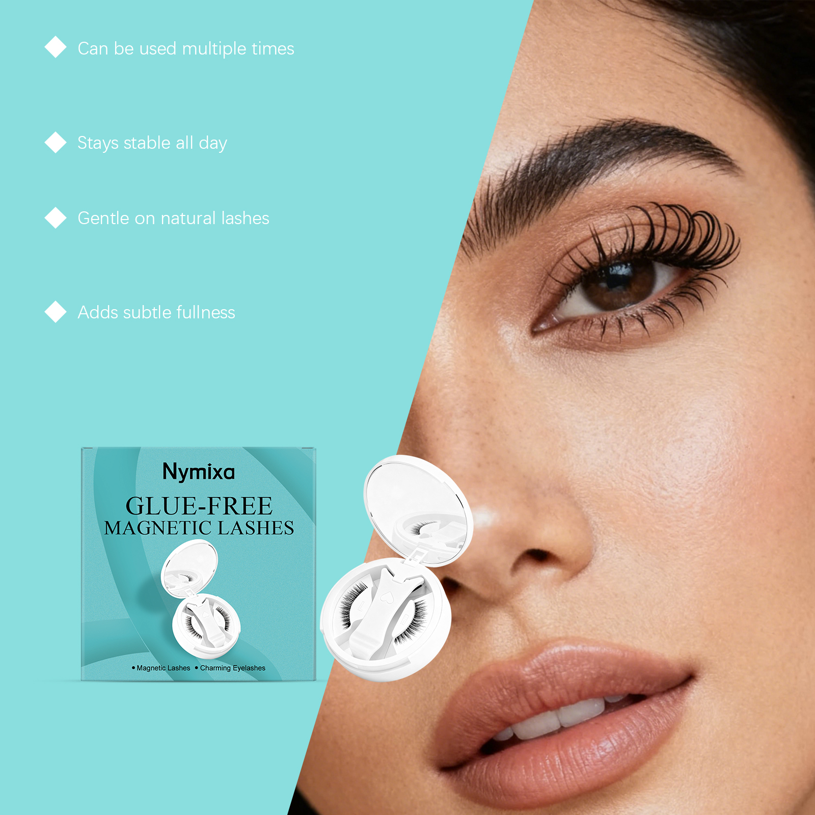 Nymixa Magnetic False Eyelashes Natural Curled Style Fluffy Soft_voghion.com