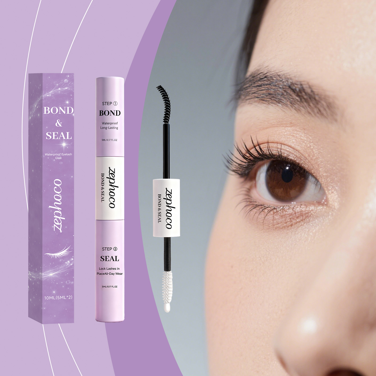zephoco Waterproof Long-Lasting Eyelash Glue. Long-Lasting Styling For Daily Commutes. Double-Ended Design For Portability. Natural Makeup Effect._voghion.com