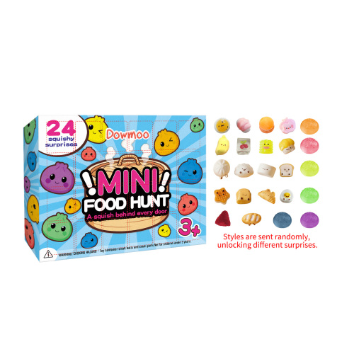 Dowmoo 24款迷你食物挤压玩具盲盒 软胶解压发泄可爱多样创意礼品