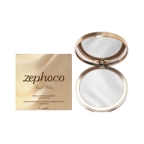 zephoco 鎏金高光粉饼（月光白）自然哑光轻盈细腻日常持妆粉饼