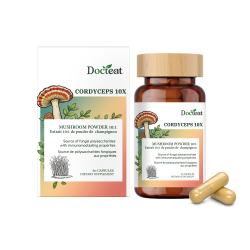 Docteat 虫草蘑菇免疫支持胶囊 配方温和舒适身体日常护理胶囊