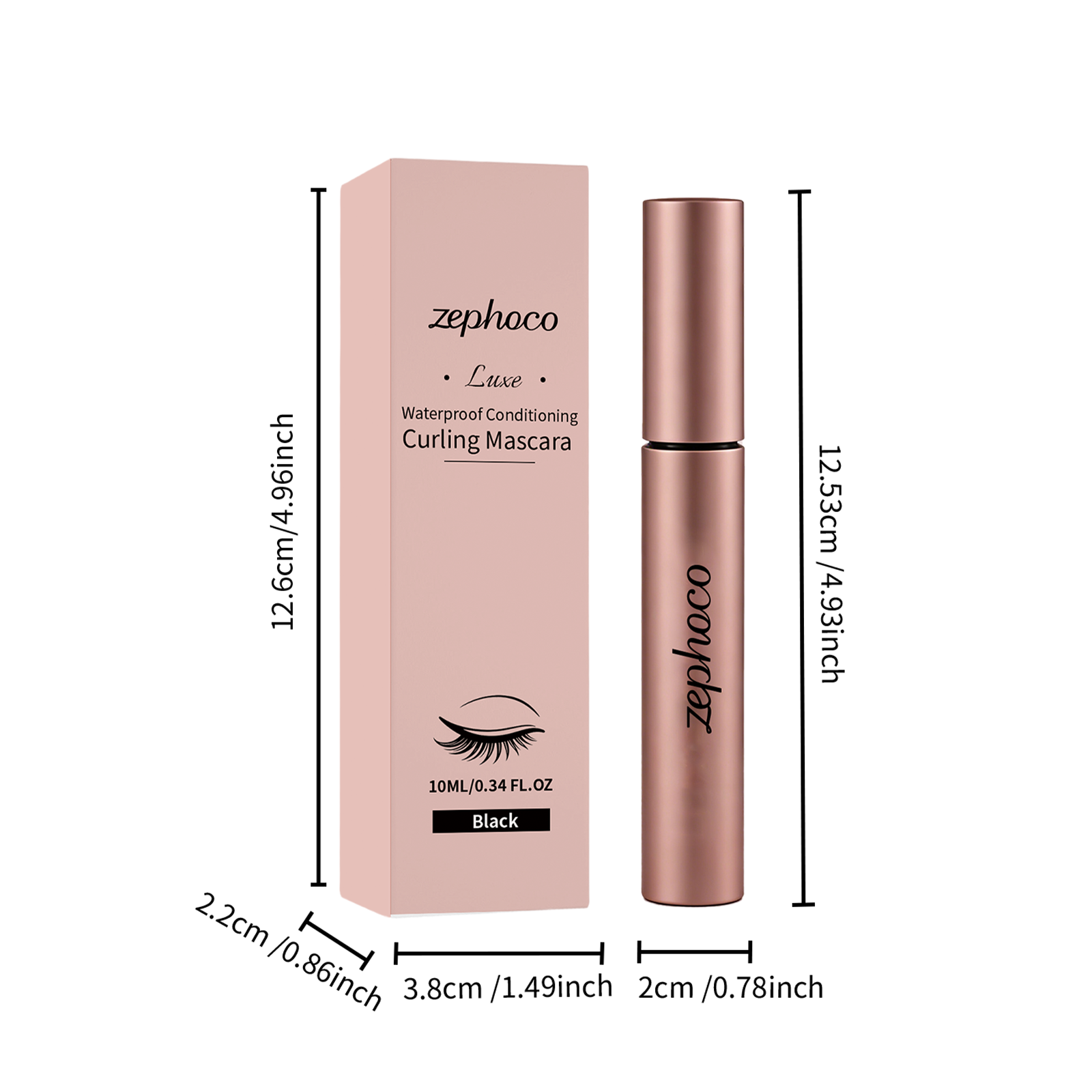 Zephoco Waterproof Mascara Black Long Lasting And Curled Lashes_voghion.com
