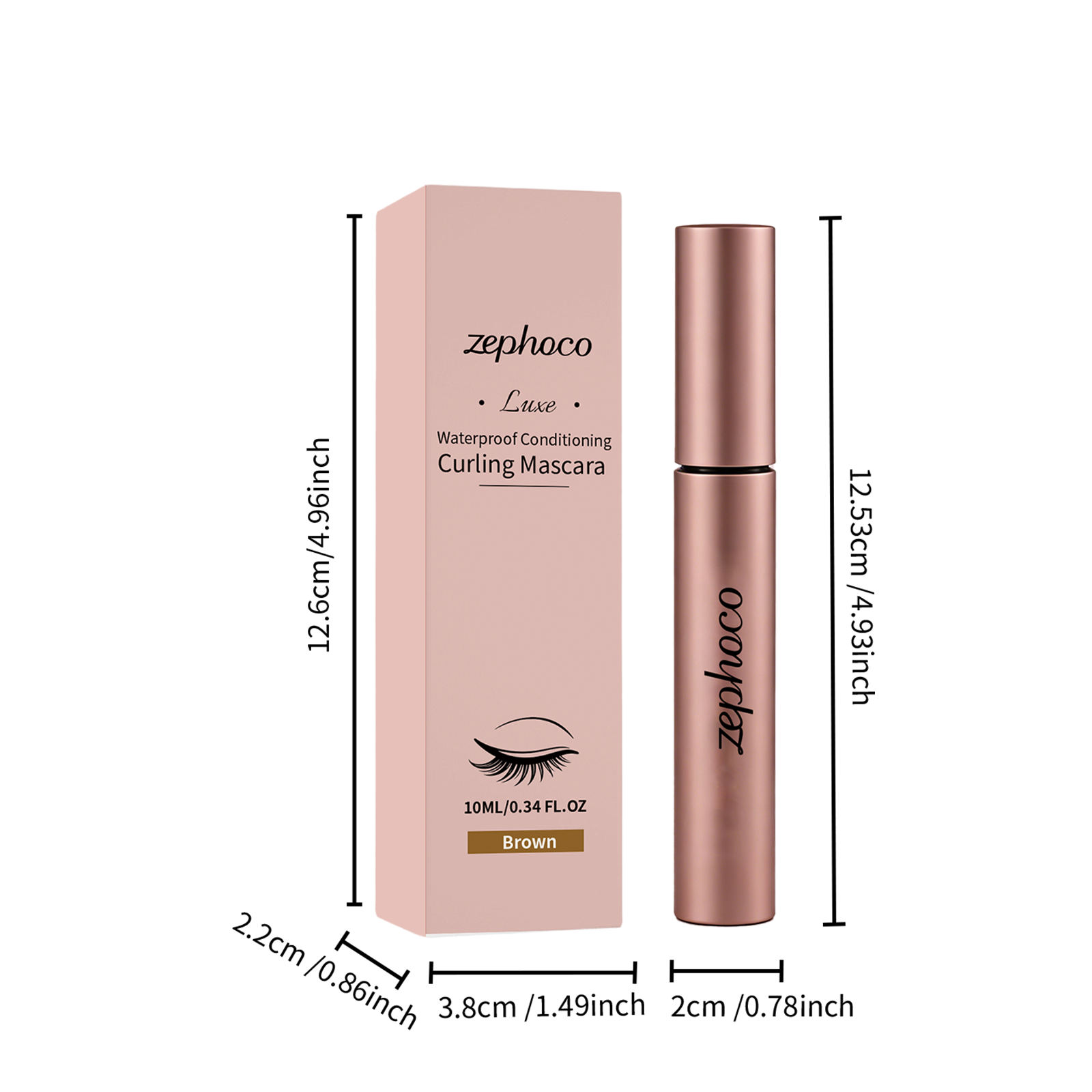 Zephoco mascara waterproof marron pour cils longs et courbes_voghion.com
