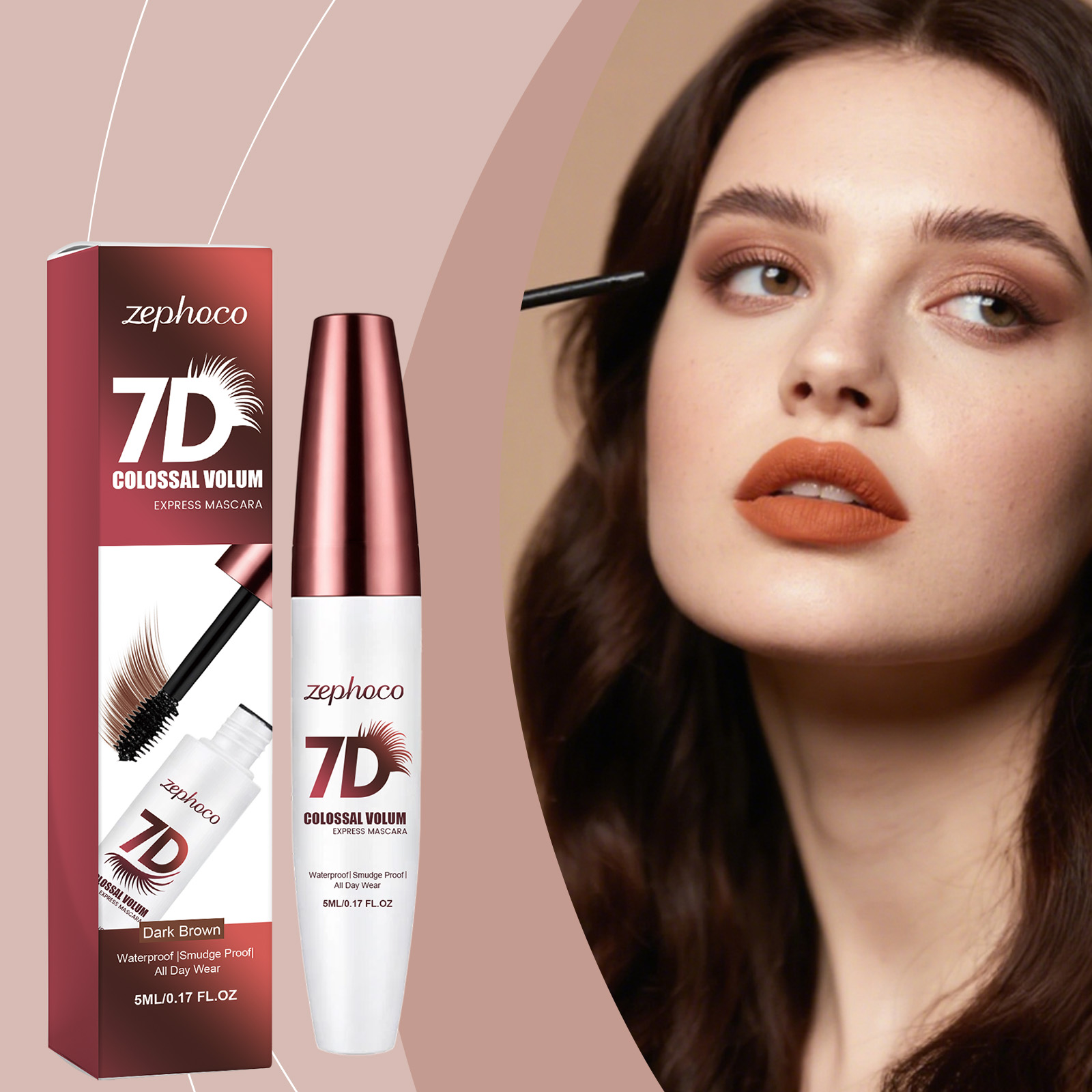 Zephoco Waterproof Mascara Dark Brown Natural Curling Long Lasting_voghion.com