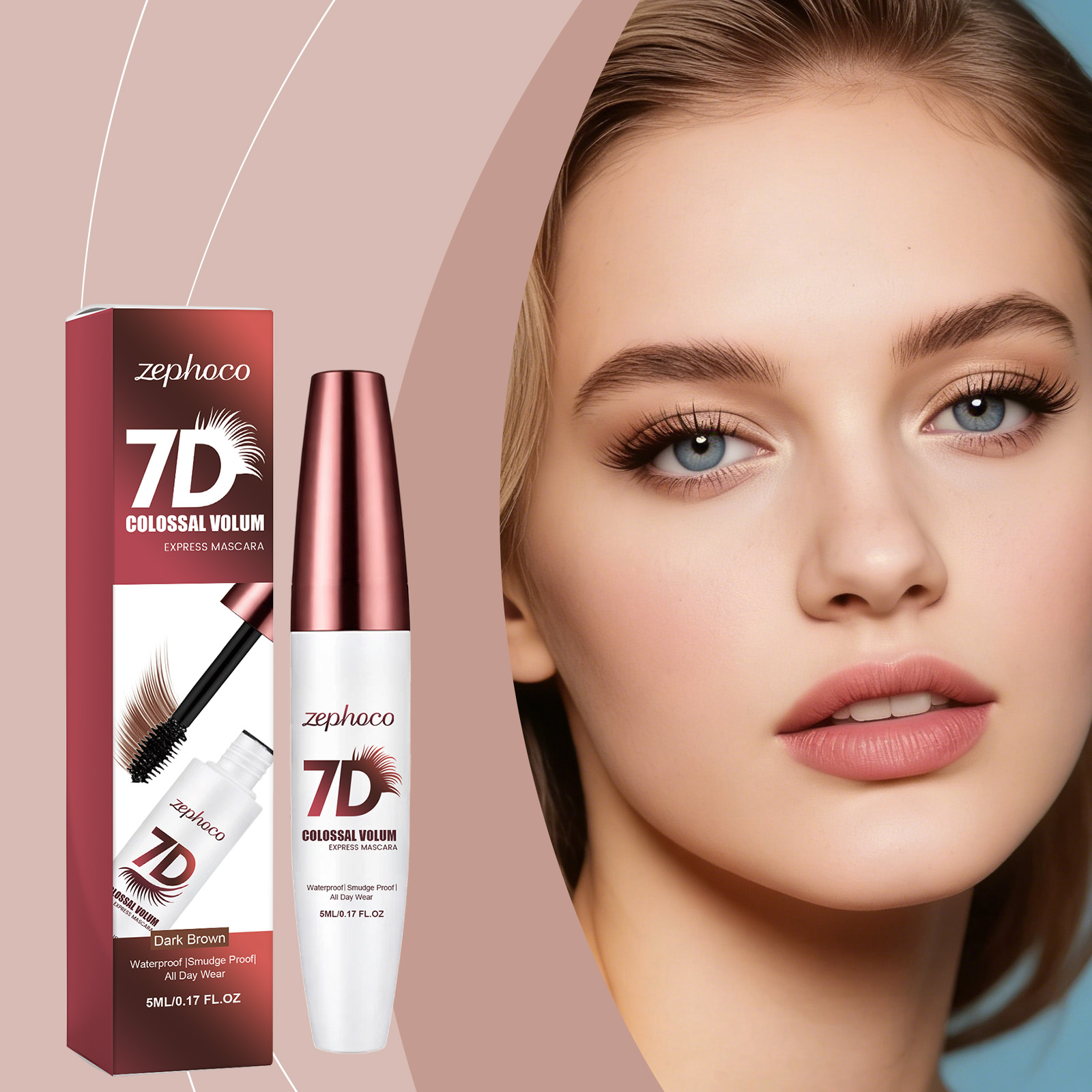 zephoco Three-Dimensional Thick Waterproof Mascara (Dark Brown) - Natural Curling, Not Prone To Smudging, Long-Lasting Mascara For Eyelashes_voghion.com