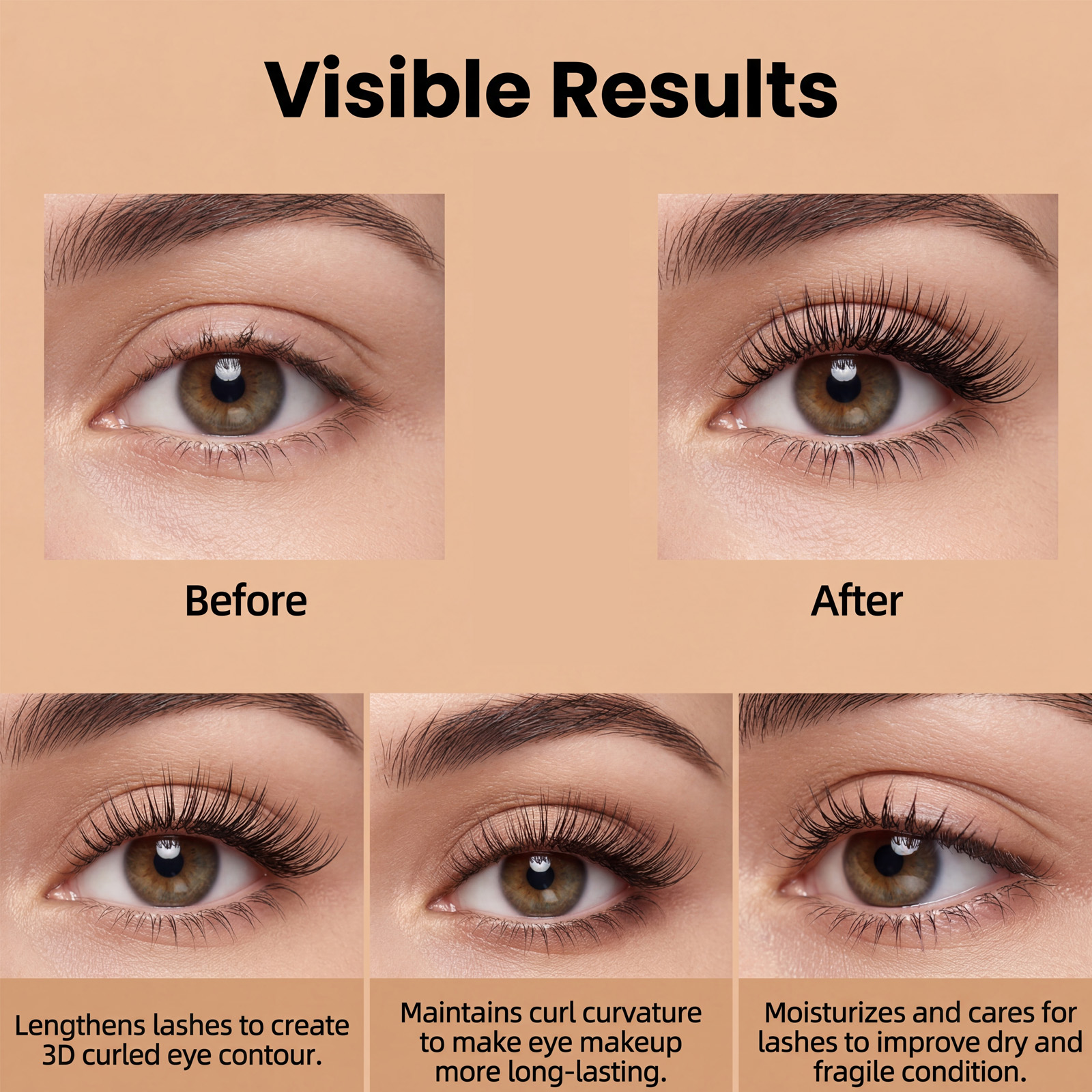 Zephoco Waterproof Mascara Dark Brown Natural Curling Long Lasting_voghion.com