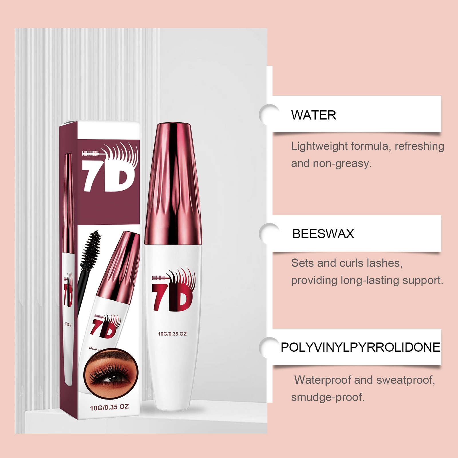 Amz Curly 3d Eyelash Mascara Black Natural Makeup Long Lasting_voghion.com