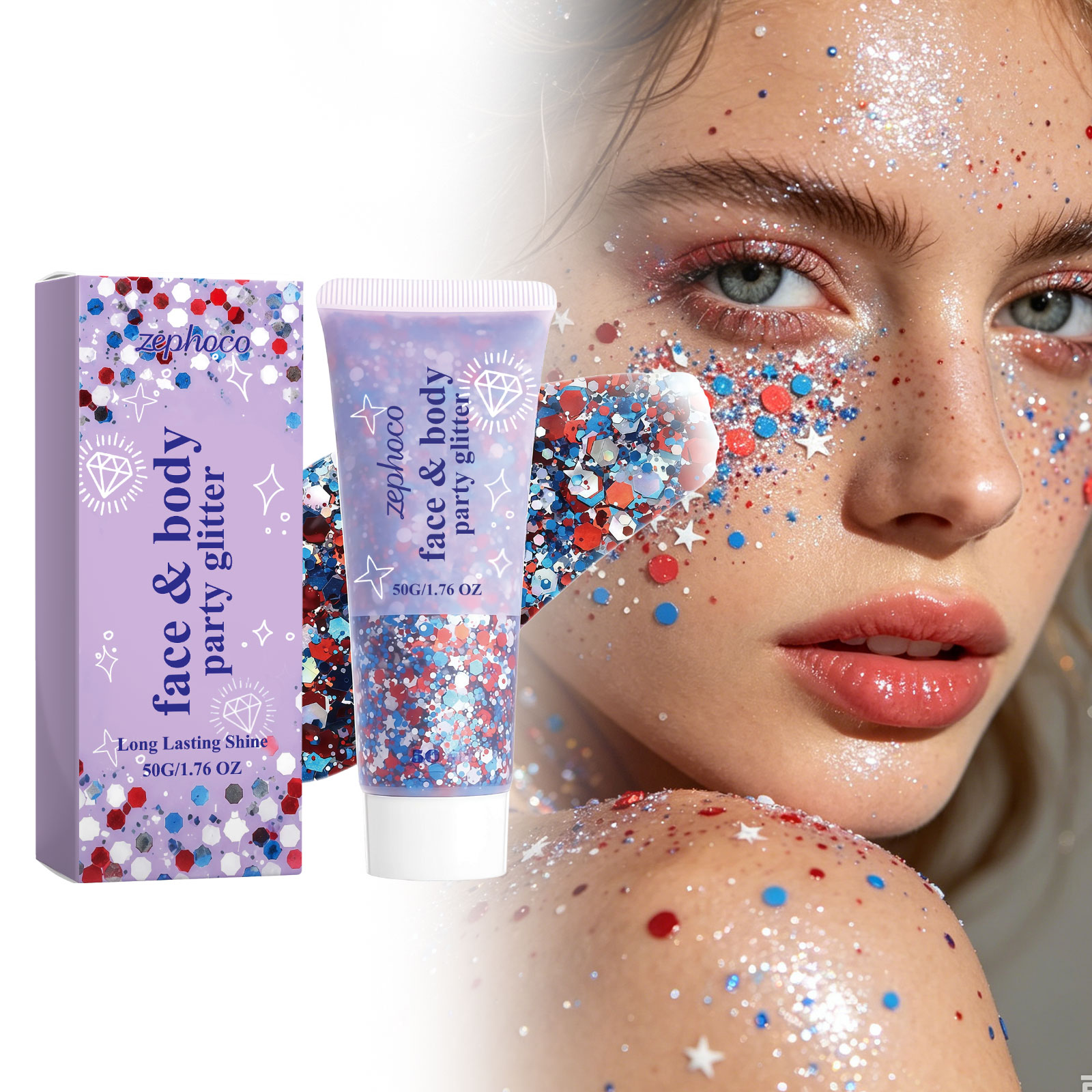 Zephoco Colorful Gel Glitter Paste For Festival Makeup_voghion.com