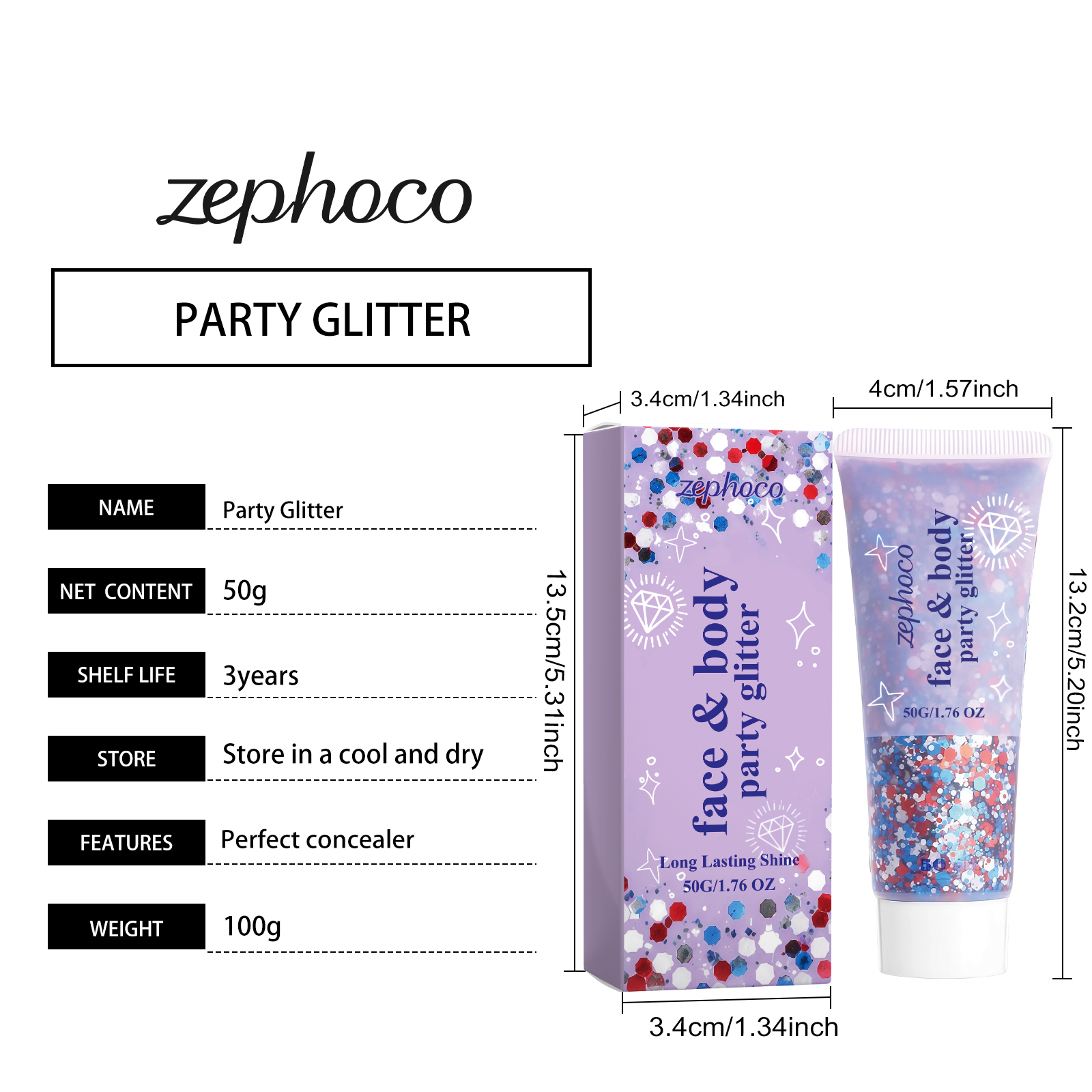 Zephoco Colorful Gel Glitter Paste For Festival Makeup_voghion.com