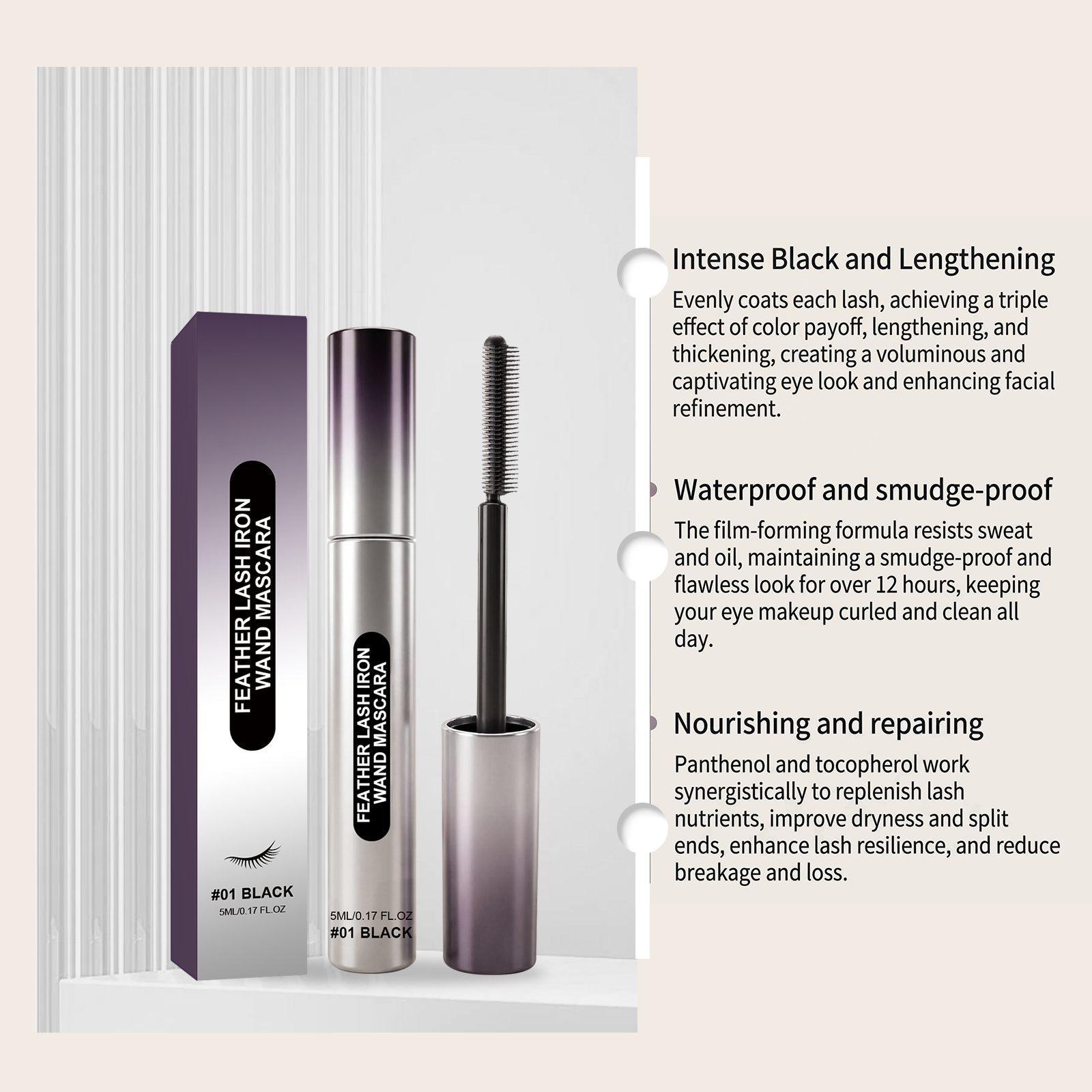 Mascara nero incurvante lunga durata per ciglia naturali_voghion.com