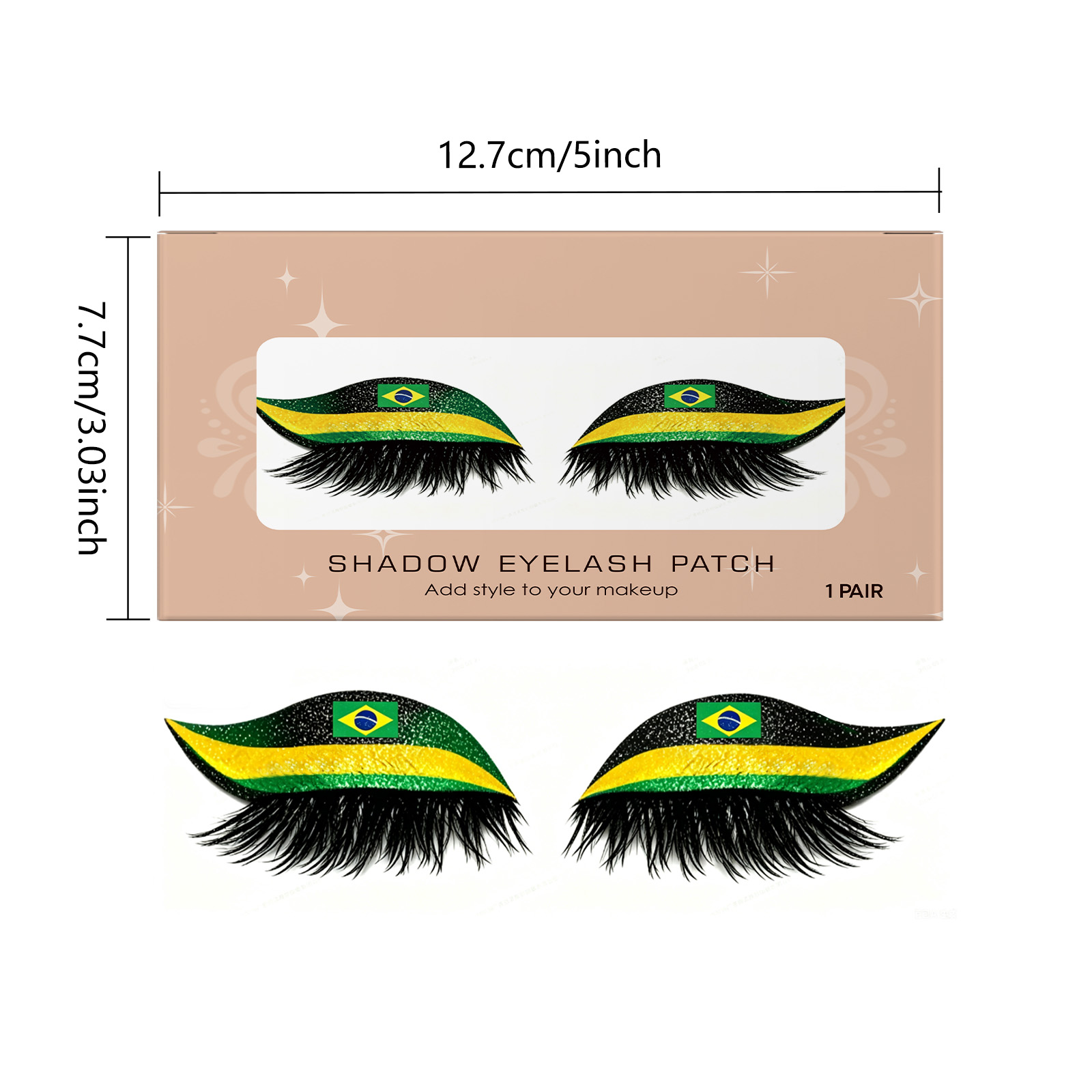 Faux cils drapeau brésilien pour maquillage des yeux 3d_voghion.com
