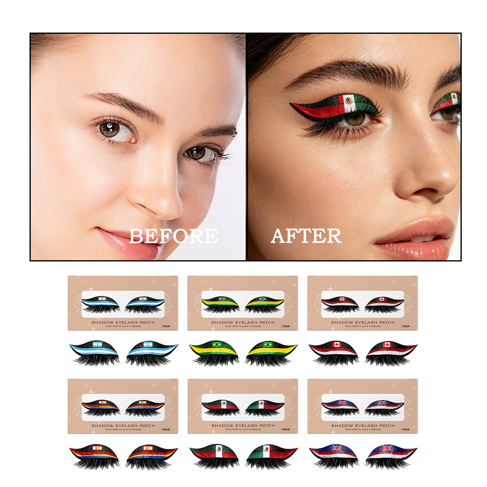TORVIKX Canadian Flag False Eyelashes Lightweight Comfortable Curled Natural Easy To Apply False Eyelashes_voghion.com