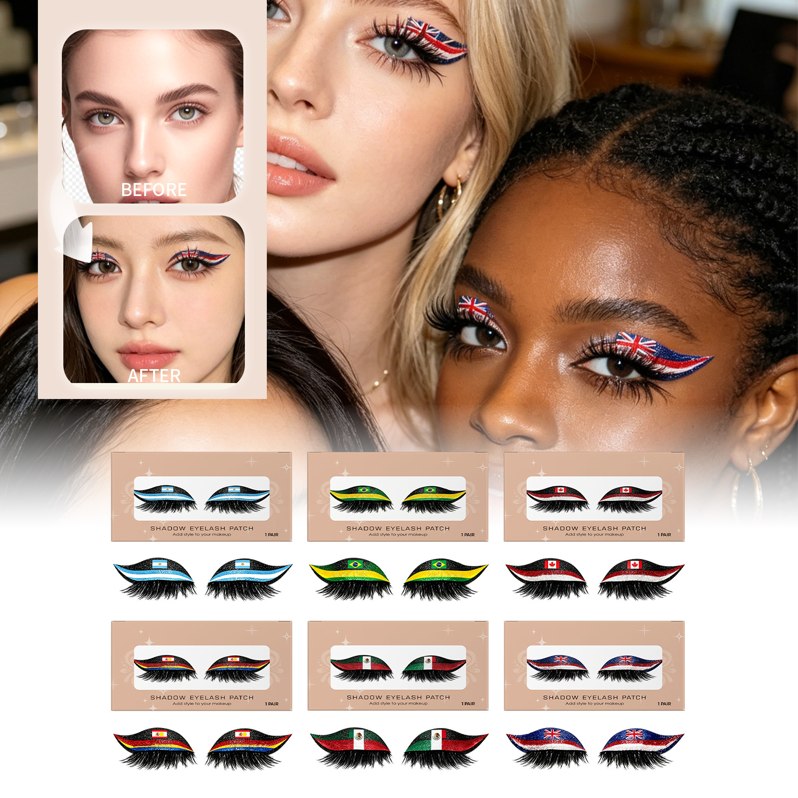 TORVIKX Mexican Flag False Eyelashes Lightweight Comfortable 3D Curled Natural Looking Easy To Apply False Eyelashes_voghion.com