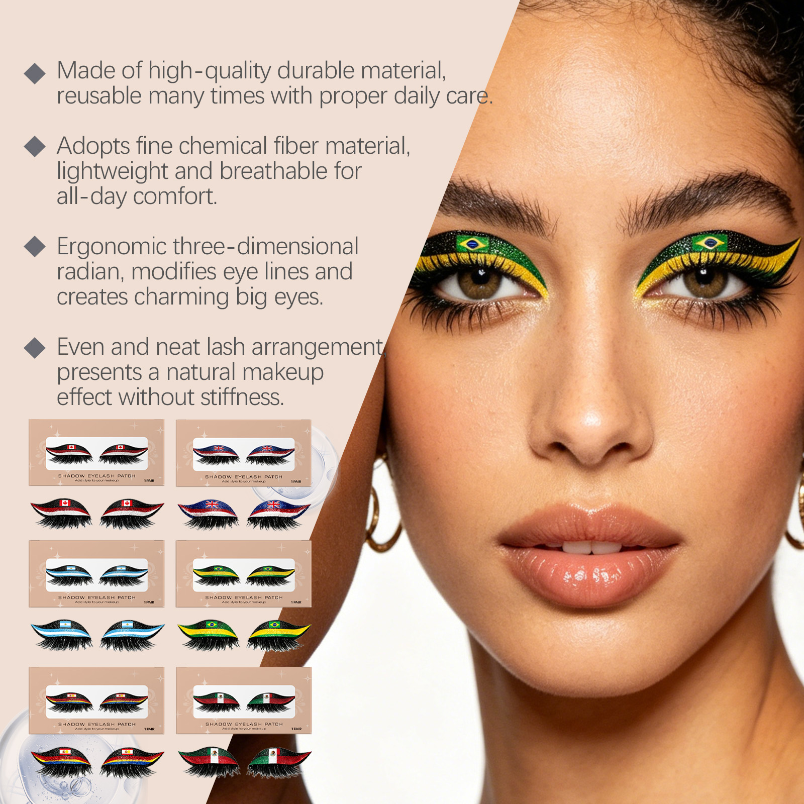 Mexican Flag False Eyelashes 3d Natural Look Lightweight Comfortable_voghion.com