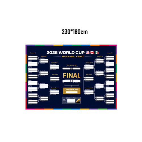 Dowmoo 2026美加墨世界杯旗帜球迷助威横幅挂旗比赛赛程图横幅32强对阵表（230*180cm）