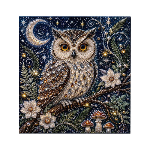 Dowmoo 动物珍珠艺术DIY工艺套装-猫头鹰 5D钻石绘画精美家居摆件工艺品