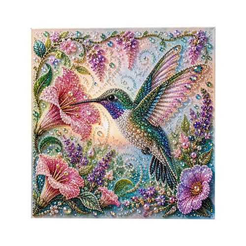 Dowmoo 动物珍珠艺术DIY工艺套装-蜂鸟 5D钻石绘画精美家居摆件工艺品