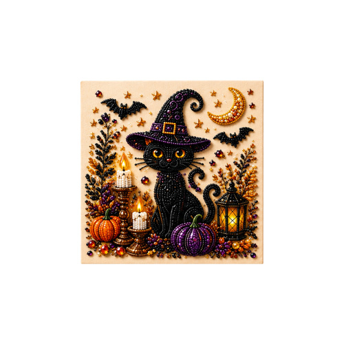 AMZ 万圣节幽灵艺术套装-魔法黑猫 立体复古节日氛围家居DIY装饰壁画