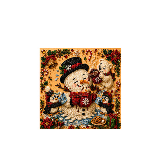 AMZ 圣诞珍珠艺术DIY绘画套装-雪人北极熊企鹅 节日氛围家居摆件diy趣味工艺品