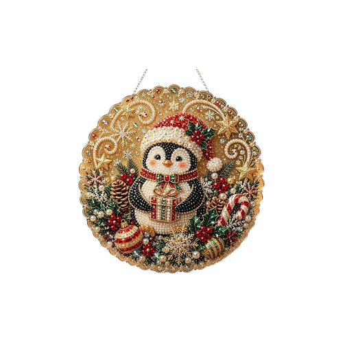 AMZ DIY悬挂装饰珍珠钻石画金底企鹅 易操作高强粘合闪耀装饰 其他玩具